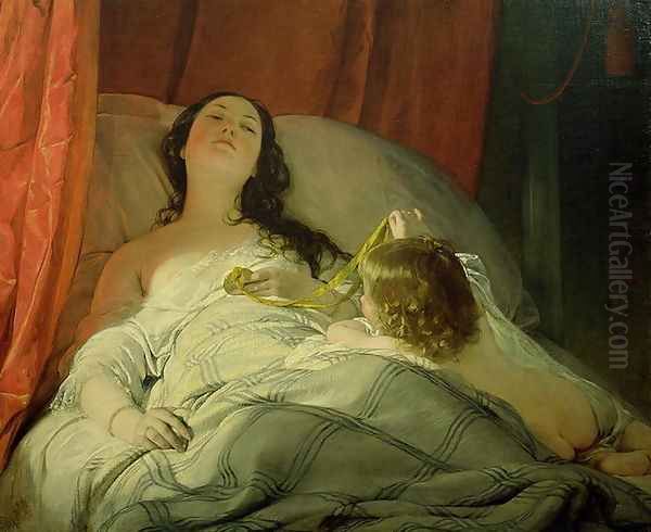 The Drowsy One Oil Painting by Friedrich Ritter von Amerling