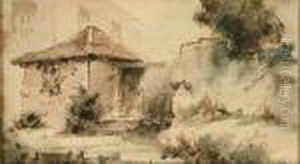 Study Of A Cottage Oil Painting by Theodore Rousseau