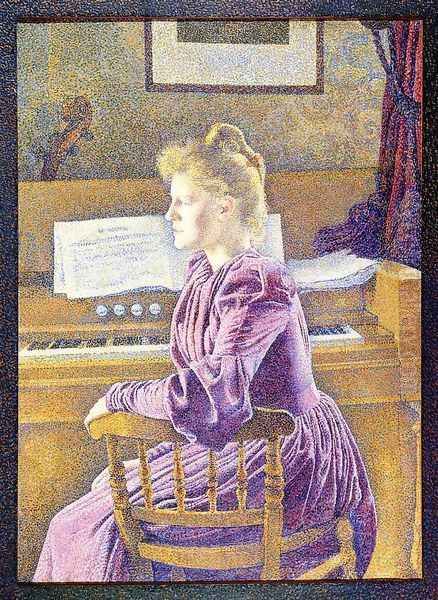 Maria Sethe at the Harmonium Oil Painting by Theo van Rysselberghe