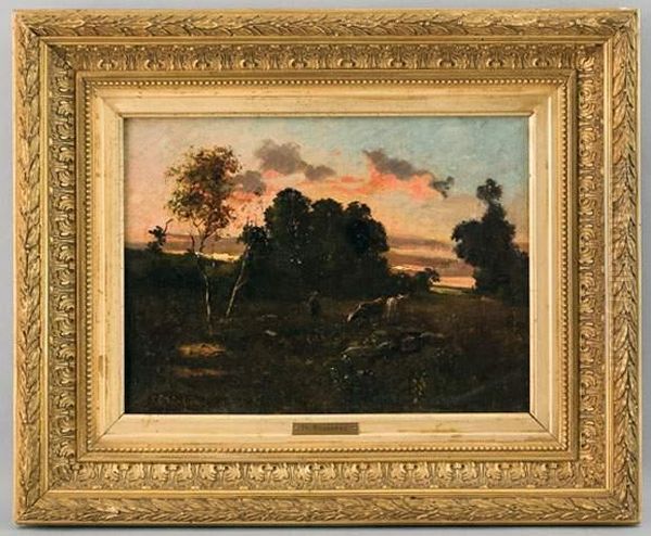 Paysanne Et Sesvaches Oil Painting by Theodore Rousseau