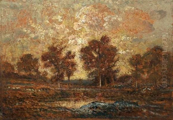 Mare Au Milieu D'une Clairiere Oil Painting by Theodore Rousseau