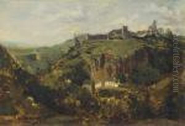 Bourg En Auvergne Oil Painting by Theodore Rousseau