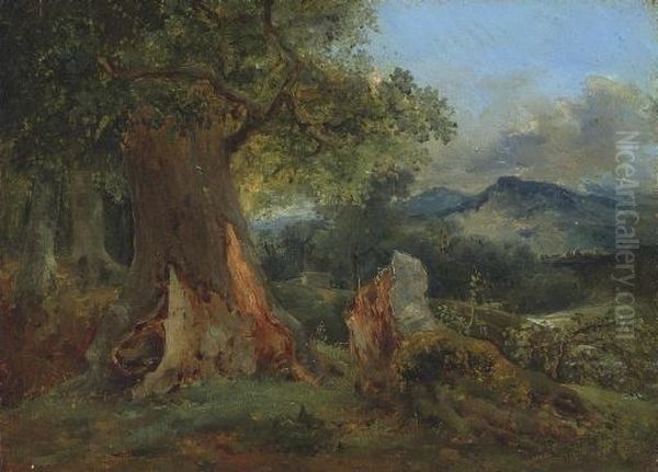 Vieux Chene Et Tronc Pourrisant Oil Painting by Theodore Rousseau