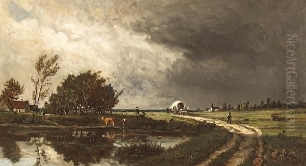 A Passing Storm Oil Painting by Theodore Rousseau