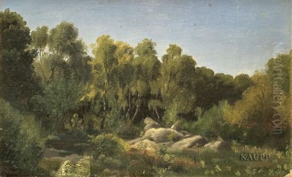 Sommerliche Waldlichtung Mit Felsformation. Oil Painting by Theodore Rousseau