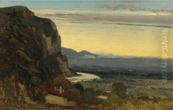 La Saleve Pres De Geneve Oil Painting by Theodore Rousseau