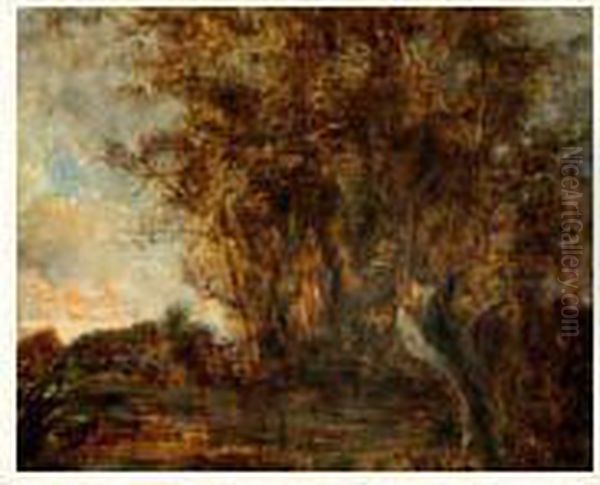 La Mare Aux Fees Dans La Foret De Fontainebleau Oil Painting by Theodore Rousseau