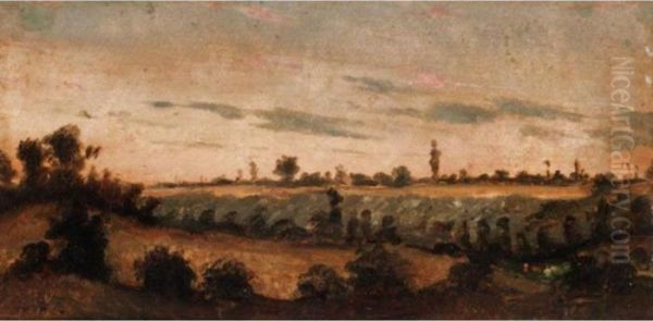 Evening Landscape Oil Painting by Theodore Rousseau