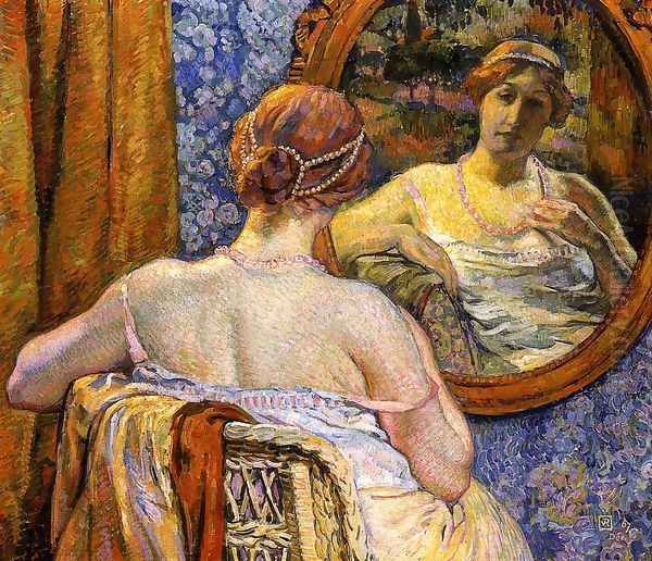 Woman at a Mirror Oil Painting by Theo van Rysselberghe