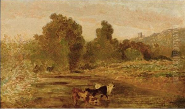 Pturage Au Bord De L'eau Oil Painting by Theodore Rousseau