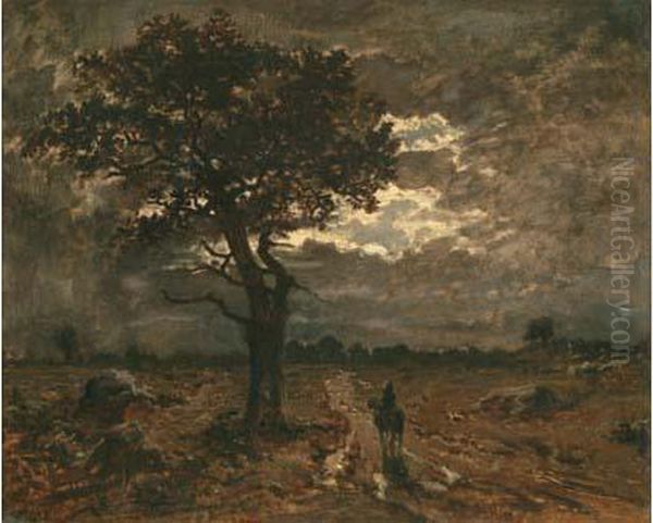 Le Rageur, Cavalier Sous L'orage Oil Painting by Theodore Rousseau