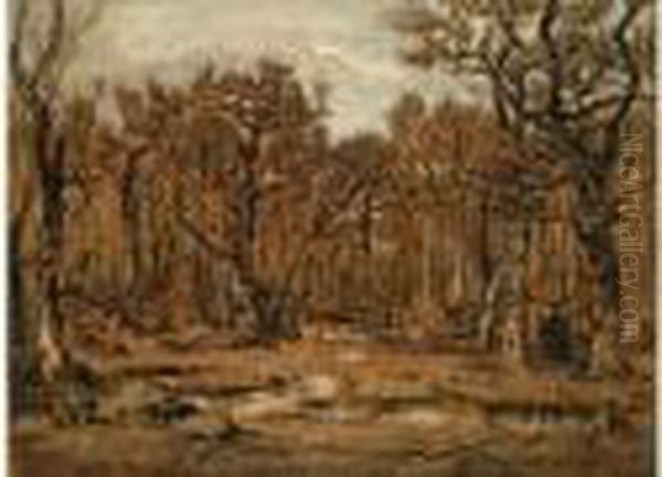 La Mare Aux Fees En Foret De Fontainebleau Oil Painting by Theodore Rousseau