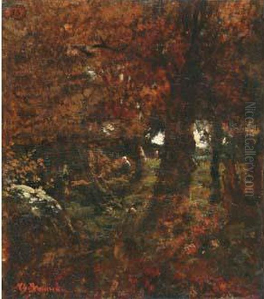 Interieur De Foret A L'automne Oil Painting by Theodore Rousseau