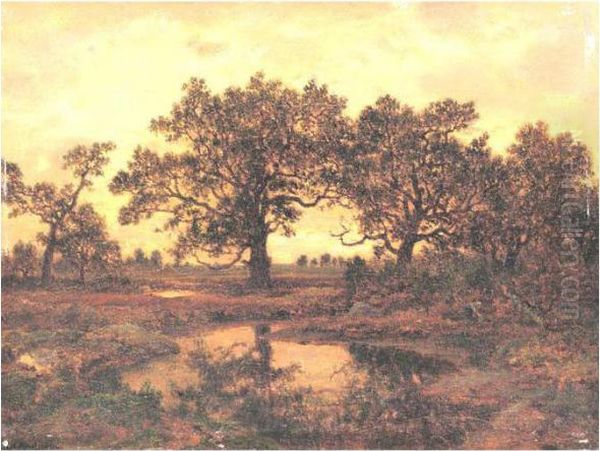 Coucher De Soleil Oil Painting by Theodore Rousseau