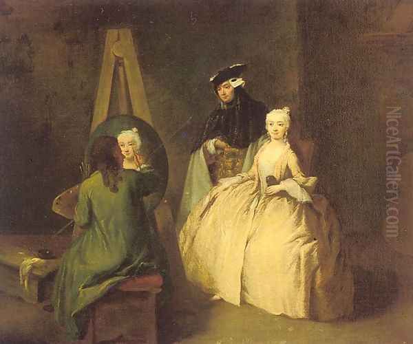 The Painter in his Studio 1740-45 Oil Painting by Pietro Falca (see Longhi)