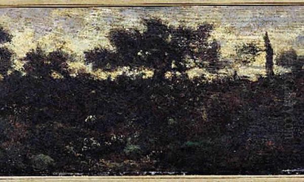 Marouflee Sur Bois Oil Painting by Theodore Rousseau