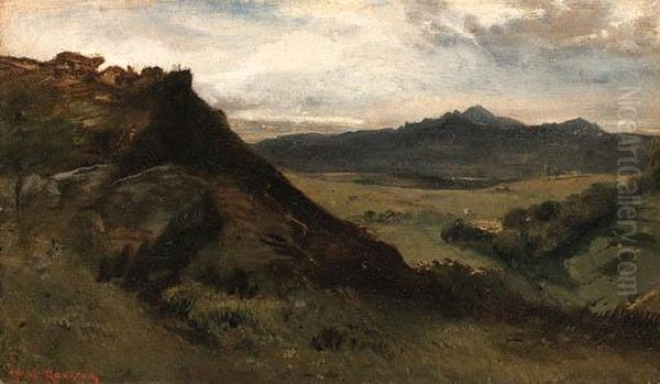 Vue De Montagne, Auvergne Oil Painting by Theodore Rousseau