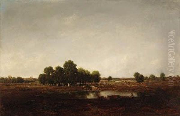 Paysage Marecageux (landscape With Marsh) Oil Painting by Theodore Rousseau