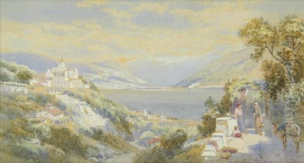 Locarno, Lake Maggiore; And A Companion Oil Painting by Charles Rowbotham