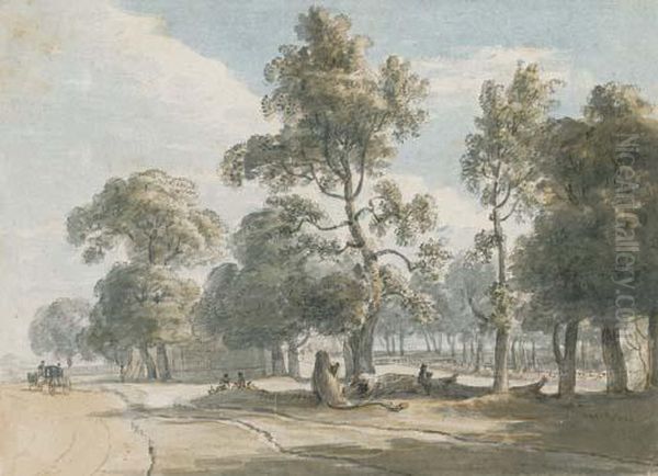 View Of The Powder Magazine In Hyde Park Oil Painting by Paul Sandby