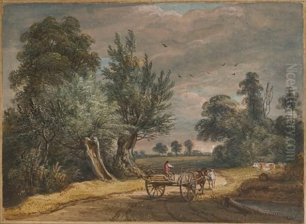 Brook End Farm, Near Easton Lodge Essex, A Pair Oil Painting by Paul Sandby