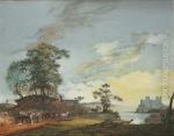 A Distant View Of Pembroke Castle Oil Painting by Paul Sandby