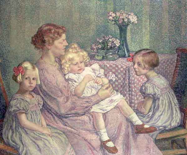 Madame van de Velde and her Children, 1903 Oil Painting by Theo van Rysselberghe