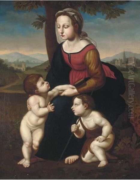 The Madonna And Child With The Infant Saint John The Baptist Oil Painting by Raphael (Raffaello Sanzio of Urbino)