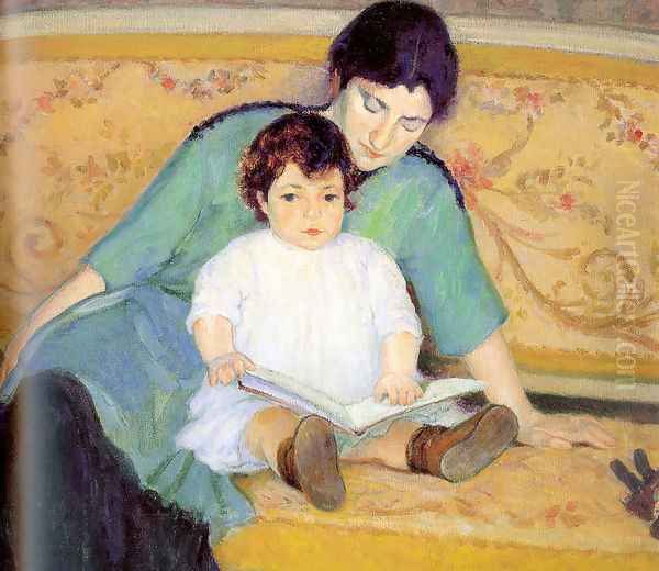 Mother and Baby Elizabeth Oil Painting by Bernhard Gutmann