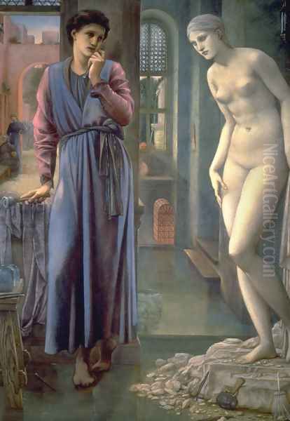 Pygmalion and the Image II: The Hand Refrains Oil Painting by Sir Edward Coley Burne-Jones