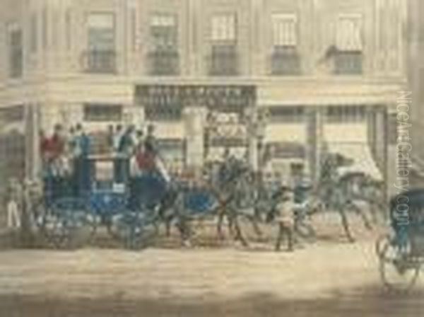 The Duke Of Beaufort's Coach Starting From The Bull And Mouth Oil Painting by William Joseph Shayer