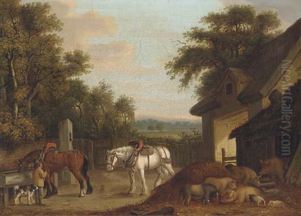 The Farmyard Oil Painting by William Joseph Shayer