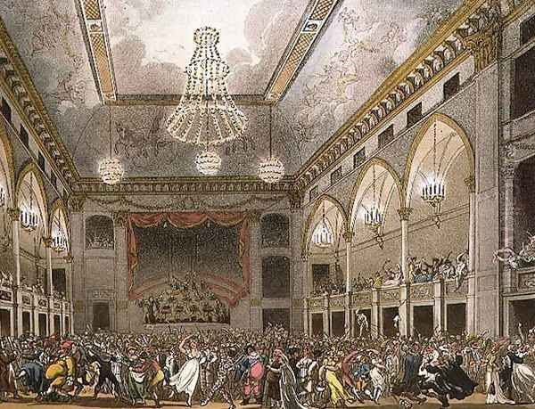 Pantheon Masquerade from Ackermanns Microcosm of London, engraved by John Bluck fl.1791-1831 published 1800 Oil Painting by T. Rowlandson & A.C. Pugin