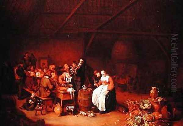 Peasants feasting in a Country Inn Oil Painting by Jan Miense Molenaer