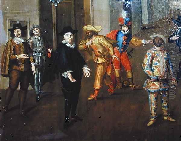 talian and French Comedians Playing in Farces, 1670 Oil Painting by Verio