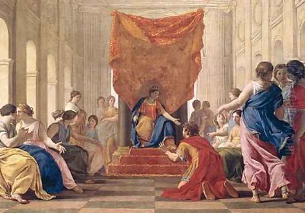 Poliphilus Kneeling before Queen Eleuterylida Oil Painting by Eustache Le Sueur