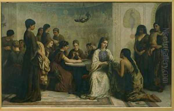 A Dorcas Meeting in the 6th Century 1873-77 Oil Painting by Edwin Longsden Long