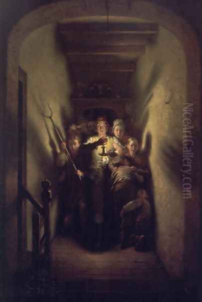 The Night Alarm: The Advance Oil Painting by Charles West Cope