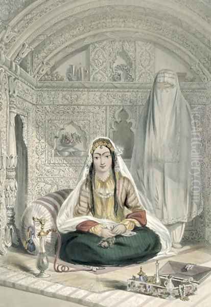 Ladies of Caubul in their In and Out-of-Door Costume, plate 24 from Scenery, Inhabitants and Costumes of Afghanistan, engraved by Walker, 1848 Oil Painting by James Rattray