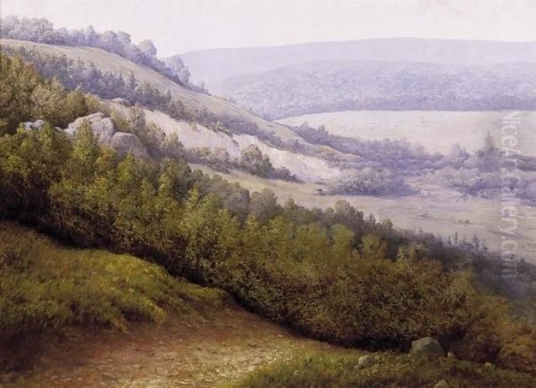 Hillside Oil Painting by Karoly Telepy