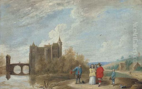 A River Landscape Oil Painting by David The Younger Teniers