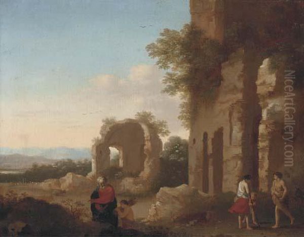 The Departure Of Abraham And Isaac Oil Painting by Cornelis Van Poelenburch