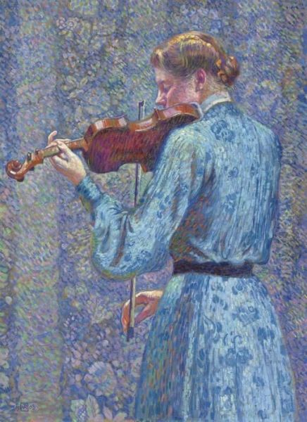 Marie-anne Weber Au Violon Alto Oil Painting by Theo van Rysselberghe