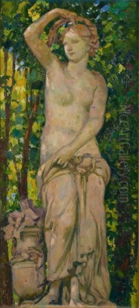 Sculpture, Nu Drape Dans Le Parc Oil Painting by Theo van Rysselberghe