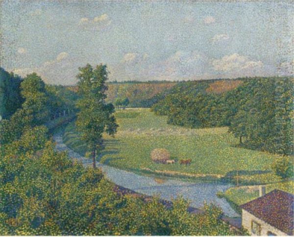 La Vallee De La Sambre Oil Painting by Theo van Rysselberghe