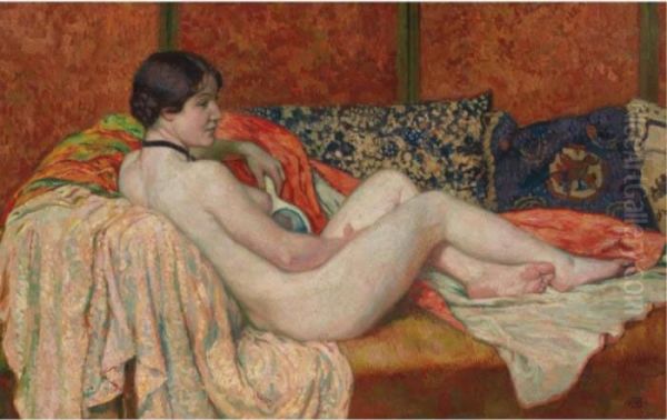 Modele Au Repos, Maud Oil Painting by Theo van Rysselberghe