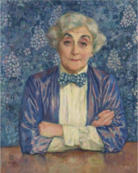 Maria Van Rysselberghe Au Noeud A Pois Oil Painting by Theo van Rysselberghe