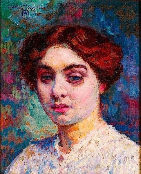 Portrait De Mademoiselle Couvreur Oil Painting by Theo van Rysselberghe