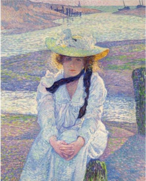 Jeune Femme Au Bord De La Greve Oil Painting by Theo van Rysselberghe