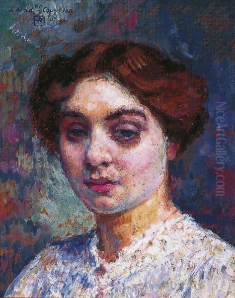 Portrait De Mademoiselle Couvreur Oil Painting by Theo van Rysselberghe